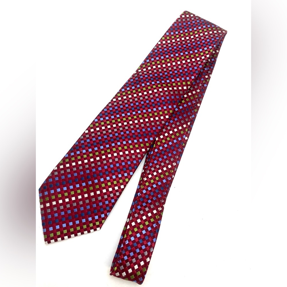 Haines & Bonner of London Interwoven Check Silk Necktie
